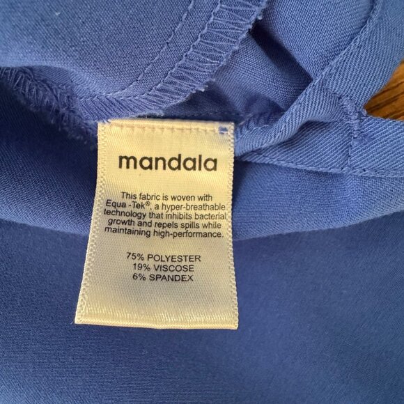 Mandala Womens Scrub Top S Blue V-Neck Pockets - Picture 4 of 6